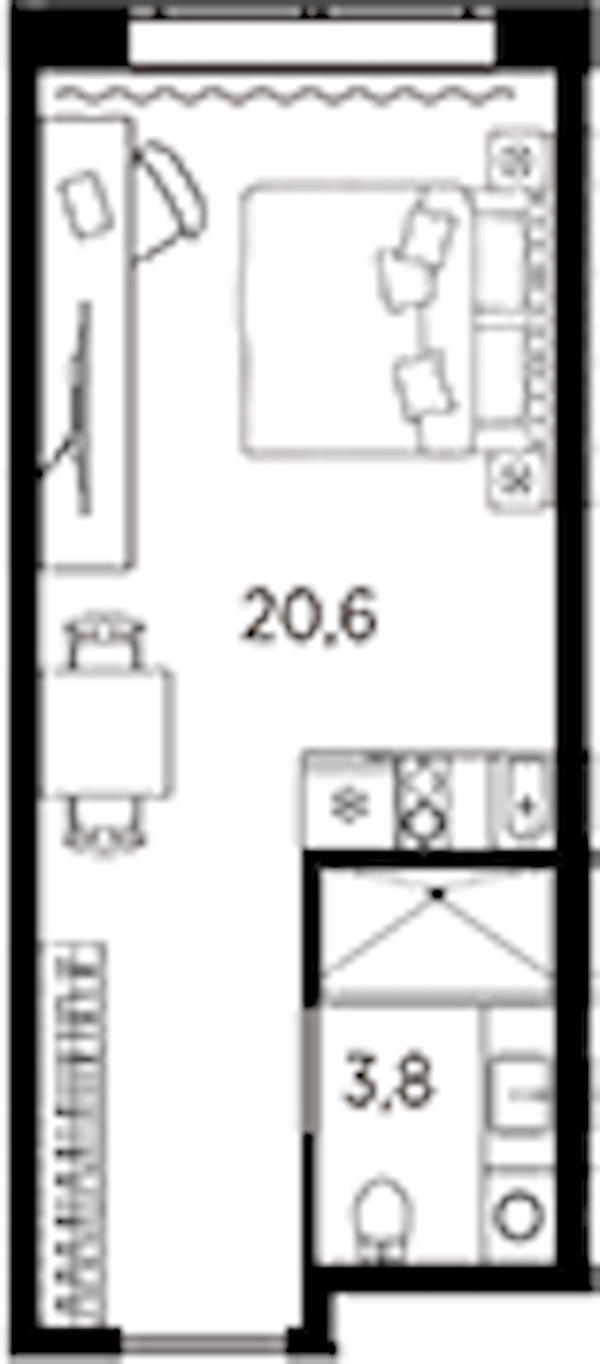 Квартира студия 24.4 м², 2/13 эт., ЖК «AVENIR Industrial»